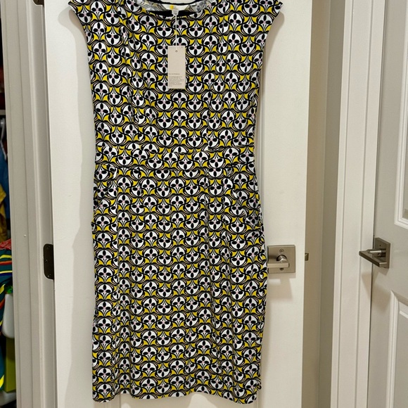 BODEN Yellow Florrie Jersey Dress IN Dawn Bird Tile Size 8 NWT - Picture 5 of 5